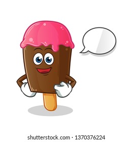 ice cream stick talking mascot vector cartoon art illustration