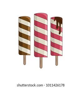 Ice Cream Stick Vector With Chocolate Sauce