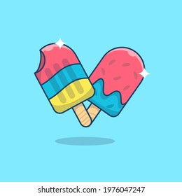 Ice Cream Stick Vector Illustration Flat Design cartoon illustration, Summer food Illustration