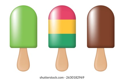 Ice cream stick. Vector illustration isolated on white background.