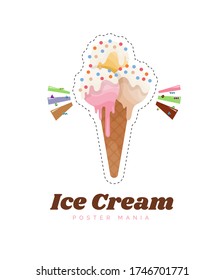 Ice cream sticker or badge. Color vanilla ice