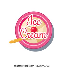 Ice Cream Sticker. Colourful Vector Illustration isolated on white Background