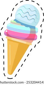 Ice cream sticker. Sweet summer dessert patch