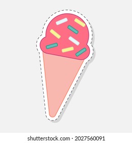 Ice cream sticker. Vector illustration in a flat style