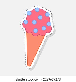 Ice cream sticker. Vector illustration in a flat style