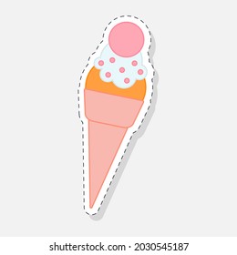 Ice cream sticker. Vector illustration in a flat style