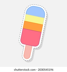 Ice cream sticker. Vector illustration in a flat style