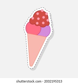 Ice cream sticker. Vector illustration in a flat style