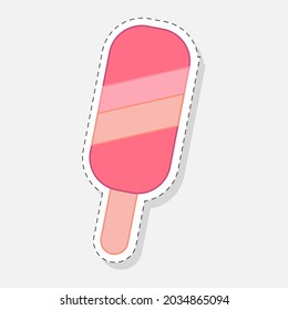 Ice cream sticker. Vector illustration in a flat style