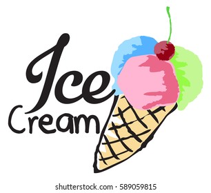Ice Cream Sticker Vector Illustration Watercolor Stock Vector (Royalty ...