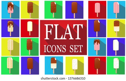  Ice cream stickers set. Collection of vector illustrations of ice cream.