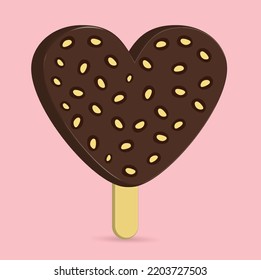 Ice cream sticks with chocolate and peanut flavor