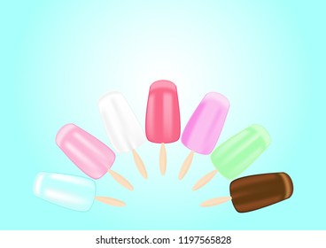 ice cream sticks like semi circle on background. vector illustration.