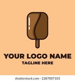 ice cream sticks template vector Coffee bean Logo design. Coffee Shop Logotype concept icon