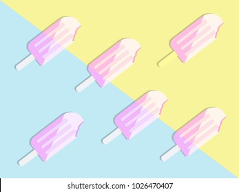 Ice cream sticks vector on pastel background,minimal concept