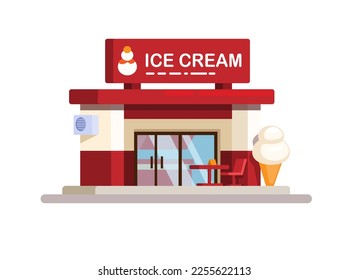 Ice Cream Store building flat style illustration vector