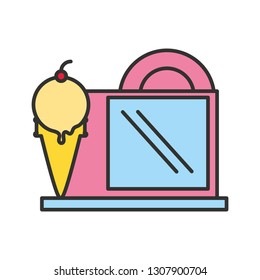 ice cream store facade isolated icon
