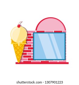 ice cream store facade isolated icon