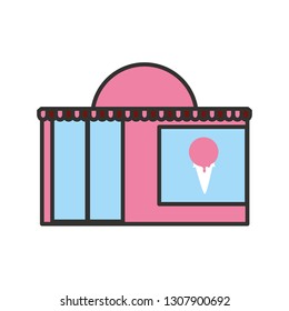 ice cream store facade with parasol