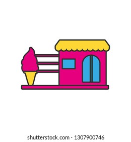 ice cream store facade with parasol