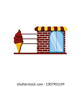 ice cream store facade with parasol