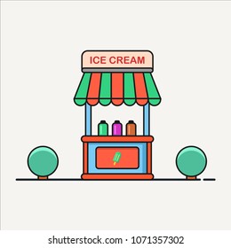 Ice cream store with flat color style