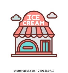 Icono del almacén de crema de hielo en vector. Ilustración