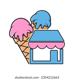 Ice cream store illustration design vector