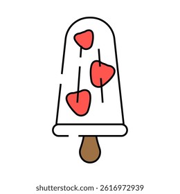ice cream strawberries line icon vector. ice cream strawberries sign. isolated symbol illustration