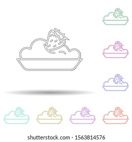 Ice cream with strawberries in plate multi color icon. Simple thin line, outline vector of ice cream icons for ui and ux, website or mobile application