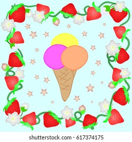 ice cream and strawberry 
