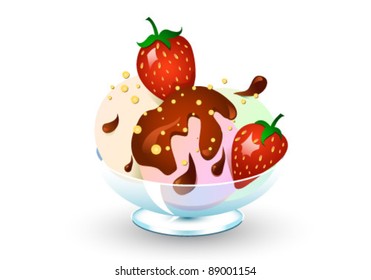 Ice cream with a strawberry