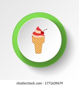 icono del botón de fresa de helado. Elemento del icono de ilustración de helado. Los signos y símbolos se pueden utilizar para web, logotipo, aplicación móvil, interfaz de usuario, UX