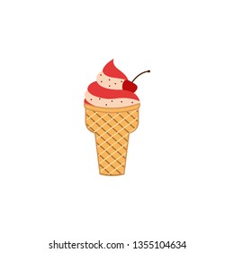 ice cream strawberry colored icon. Element of ice cream illustration icon. Signs and symbols can be used for web, logo, mobile app, UI, UX