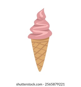 Ice cream strawberry cone. Gelato strawberry cone. Cute ice cream. Gelato ice cream.