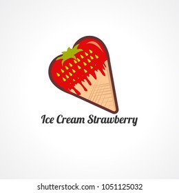 ice cream strawberry logo vector, icon, element for business