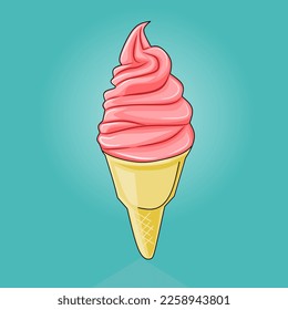 Ice cream strawberry vector art design 