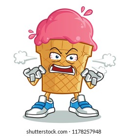 ice cream stress and scream mascot vector cartoon illustration
