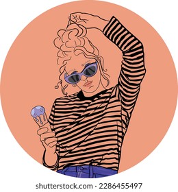 ice cream striped girl vector