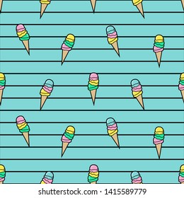 ice cream stripes vector seamless pattern