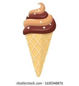ice cream in a suger cone with nuts
