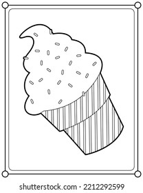 Ice cream suitable for children's coloring page vector illustration