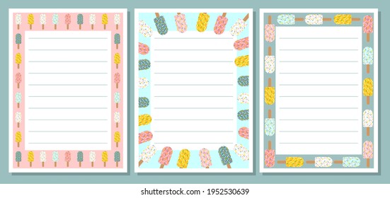 Ice cream summer colorful template for cafe menu, flier or note 