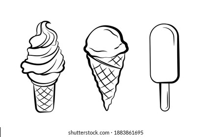 Ice Cream summer cone dessert vector graphic icon