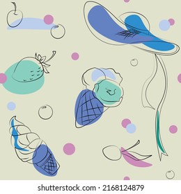 Ice cream summer elements vector pattern. Fashion print design, vector illustration. Hand drawn ice cream seamless pattern.

