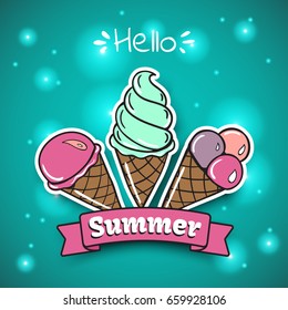 Ice Cream summer emblem
