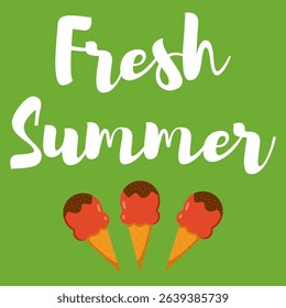 Ice cream Summer holiday present. Summer banner, Exotic Floral Invitation, Flyer or Card.