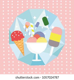 ice cream for summer low polygon