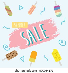 ice cream summer sale banner promotion discount background design illustration vector