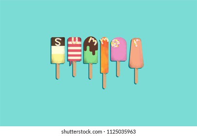 Ice cream. Summer set. Vector Illustration.